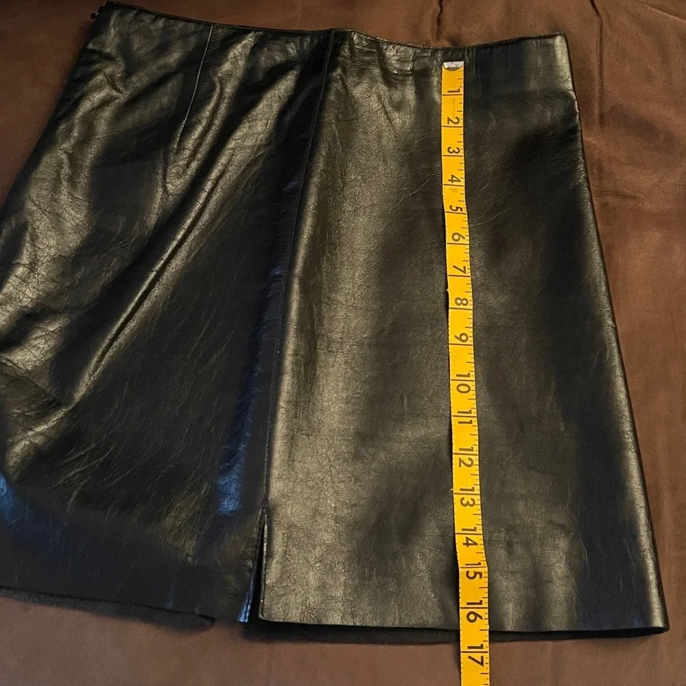 Kenneth Cole Black Leather Pencil Skirt